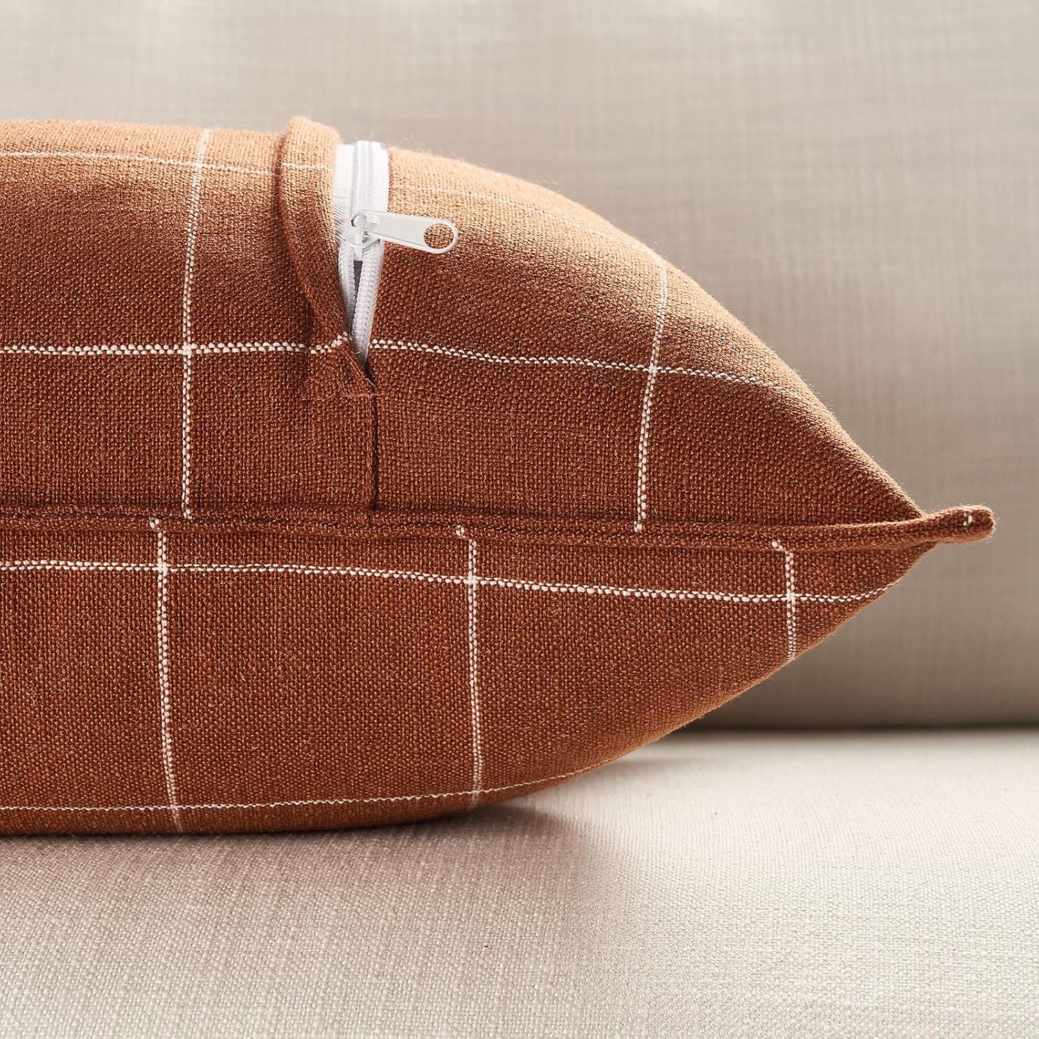 Modern Farmhouse Decor Terracotta Long Lumbar Body Pillow Cover 14x36 Pack of 1, Rust Long Lumbar Decorative Pillow for Bed, 14 x 36…