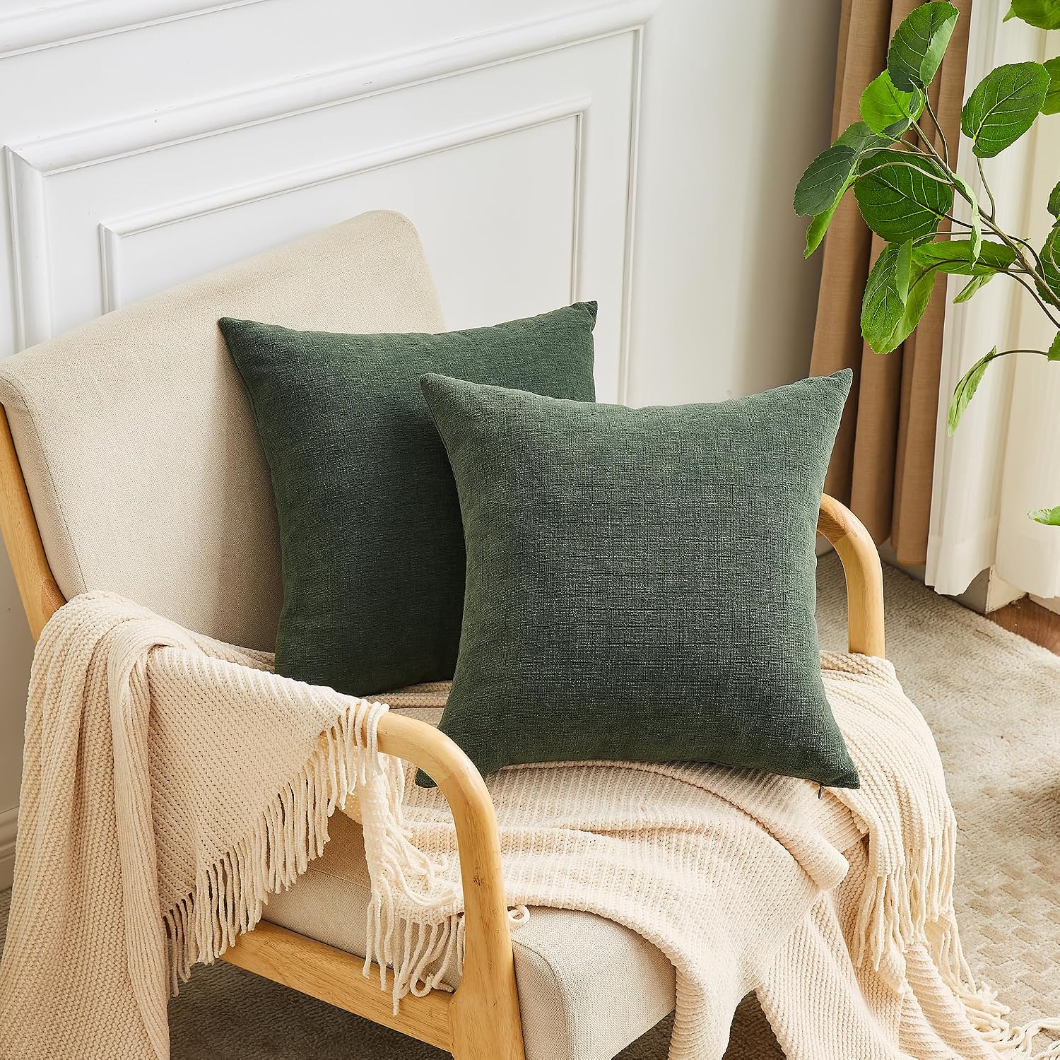 Gawamay Decorative Square 16"x16" Inch Throw Pillow Covers Set of 2, Super Soft Chenille Pillows Farmhouse Pillowcase for Living Room Bedro…