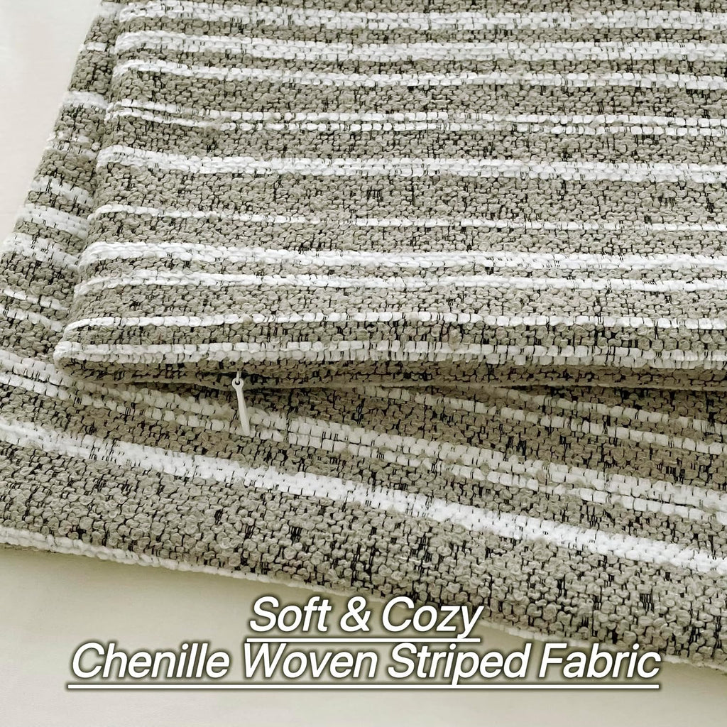 Slow Cow Boho Chenille Textured Woven Stripe Throw Pillow Covers 18x18 Decorative Cushion Cover Striped Square Pillow Cover Pillow Case