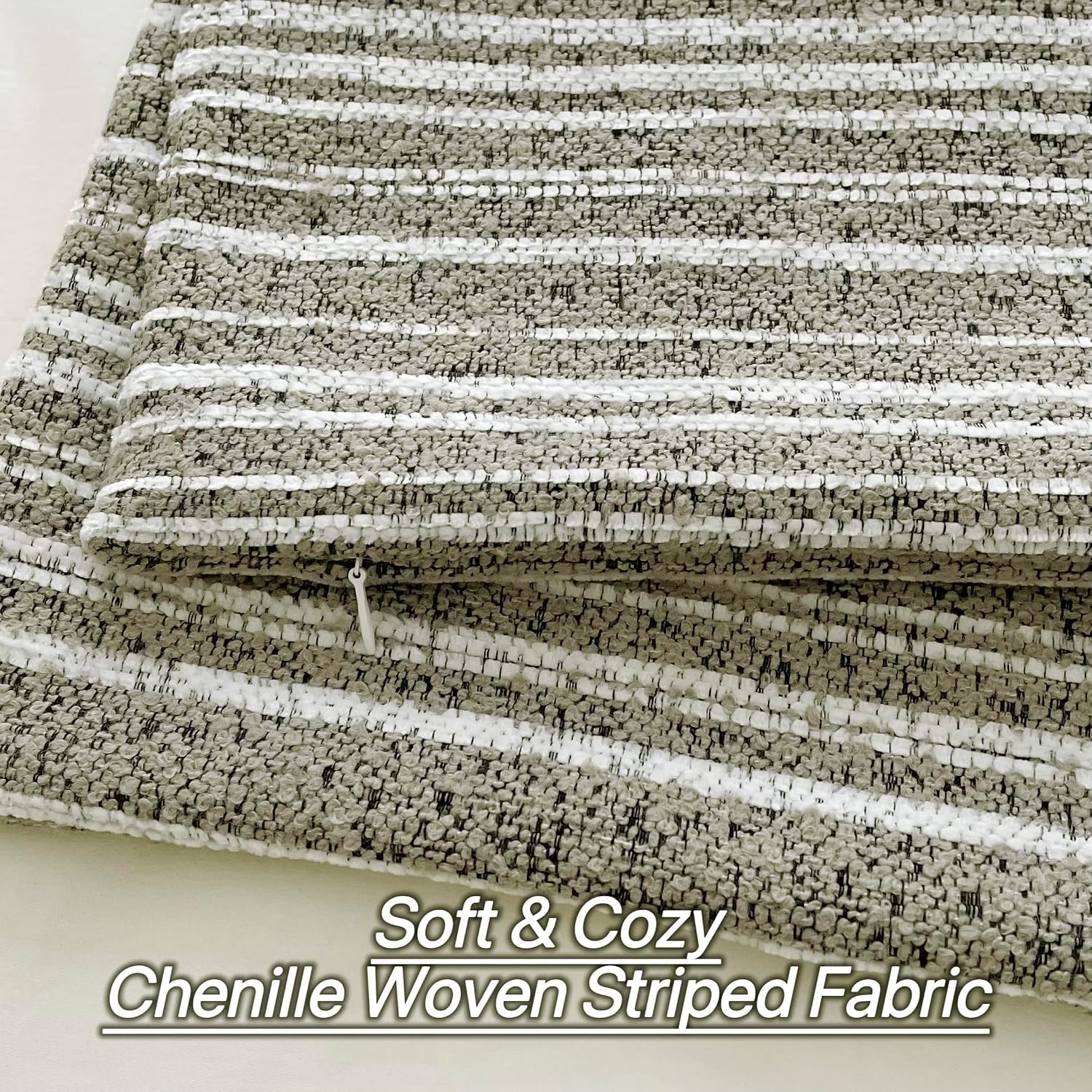Slow Cow Boho Chenille Textured Woven Stripe Throw Pillow Covers 18x18 Decorative Cushion Cover Striped Square Pillow Cover Pillow Case