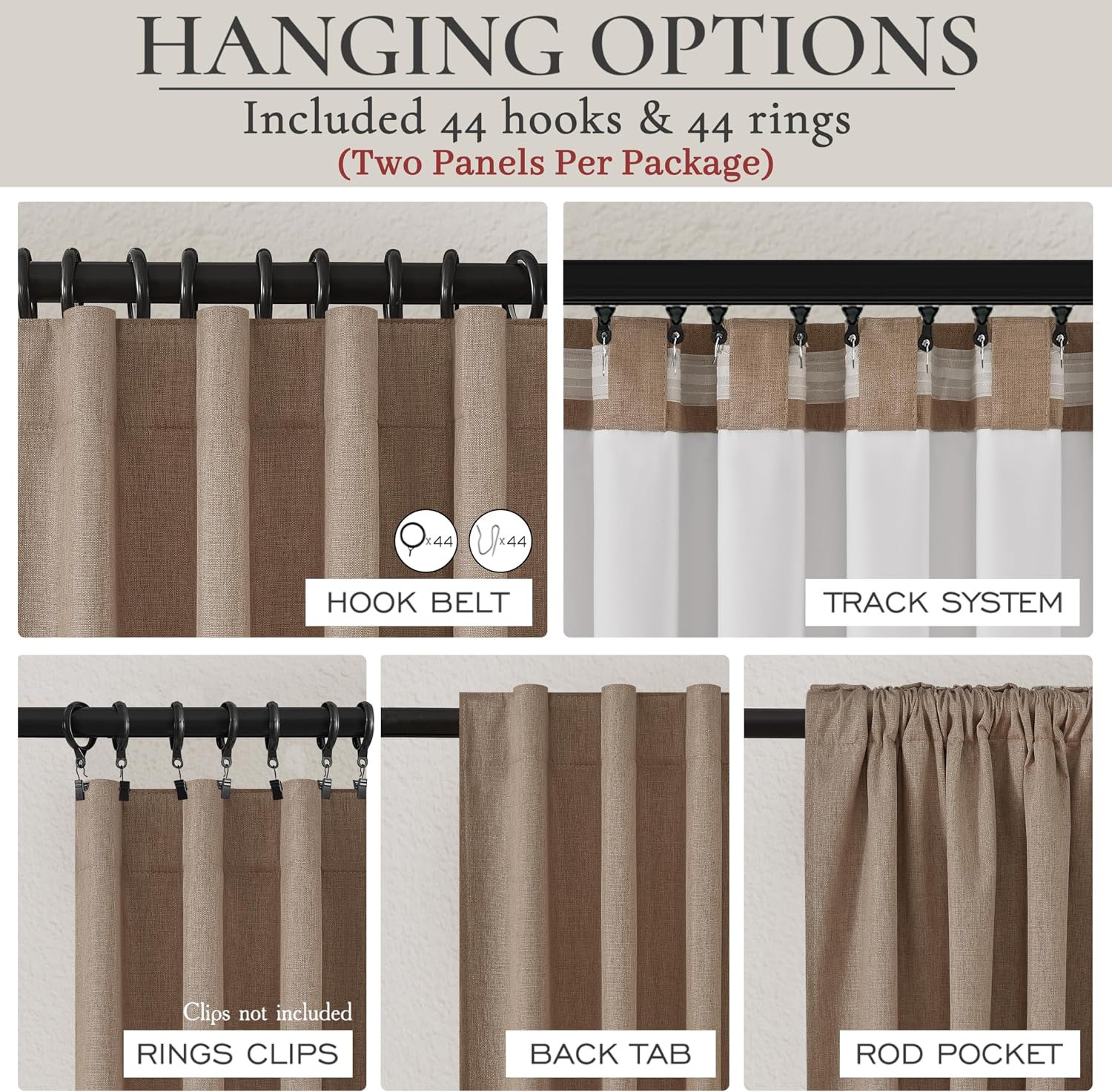 Qjmydeco Rust Brown Blackout Curtains 60 Inches Extra Wide Linen 90 Inch Length for Living Room, Pleated Farmhouse Bedroom Chocolate Thermal…