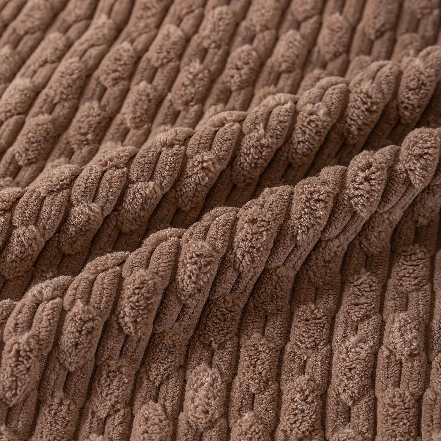 Cozoomy Set of 4 Beige Brown Coffee Decorative Throw Pillow Covers 16x16 Inch Corduroy Pillow Covers for Bed Couch Sofa Living Room Soft Sq…