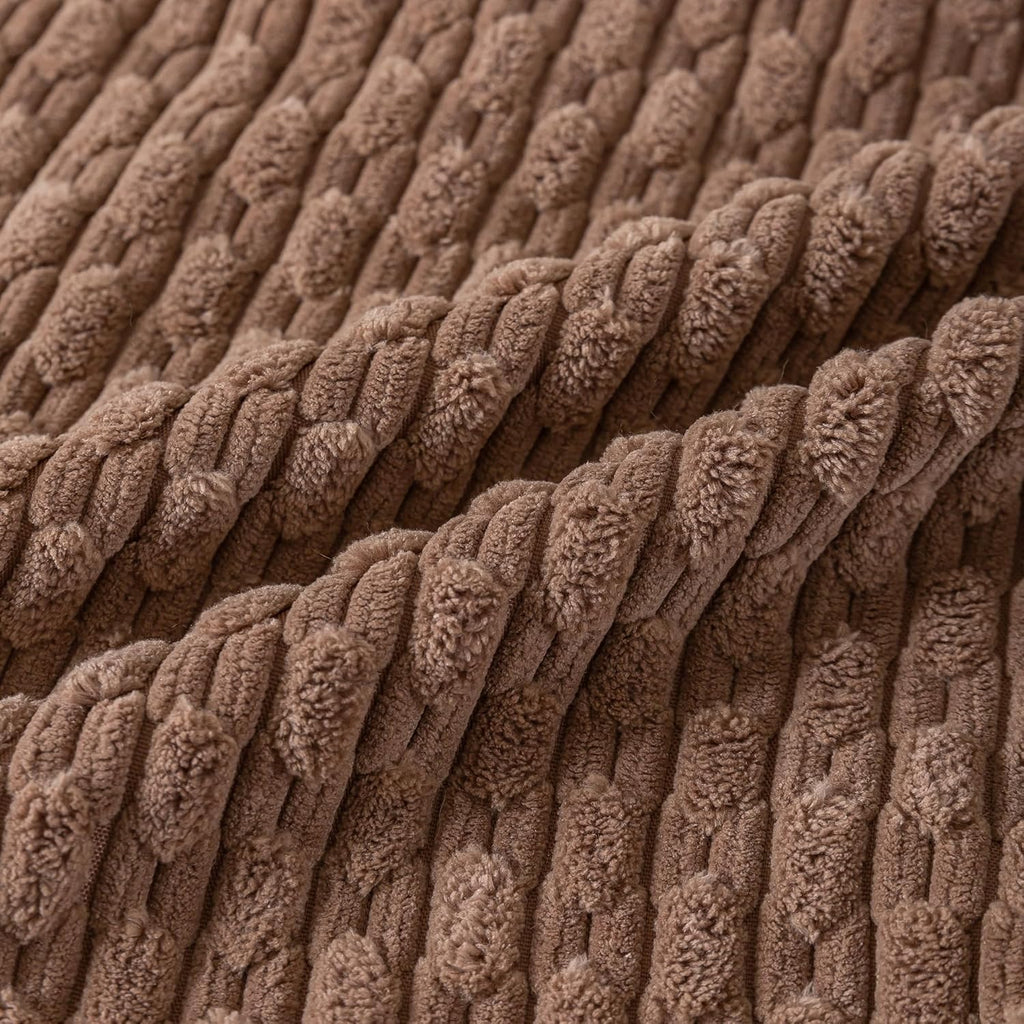 Cozoomy Set of 4 Beige Brown Coffee Decorative Throw Pillow Covers 26x26 Inch Corduroy Pillow Covers for Bed Couch Sofa Living Room Soft Sq…