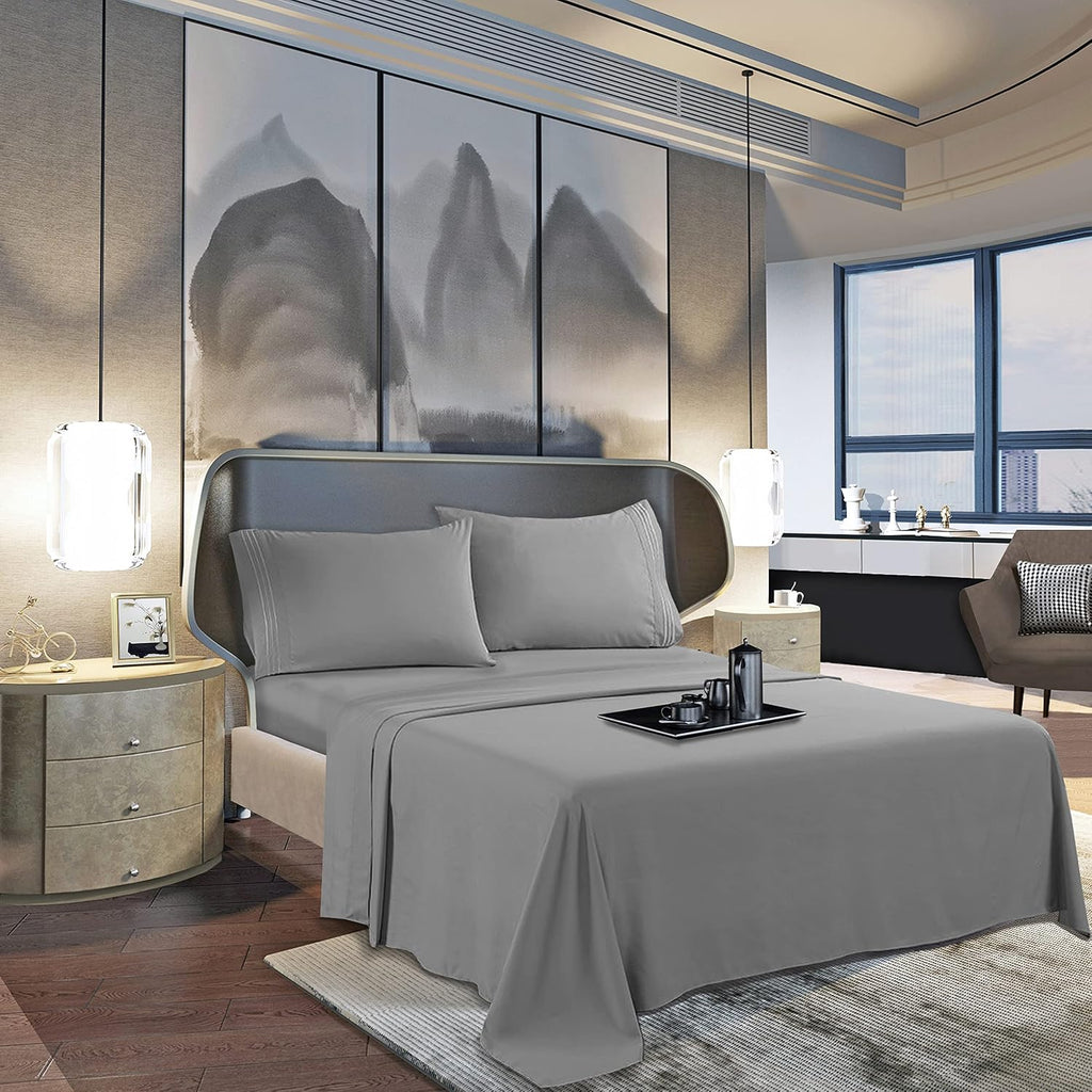 MocassiLuxuryBedding Mocassi King Sheet Set - Luxury Hotel 1800 Premier Bedding Sheets & Pillowcases - Ultra Soft Breathable & Cooling Bed…