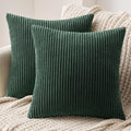 MIULEE Pack of 2 Army Green Corduroy Pillow Covers Soft Boho Striped Throw Pillow Covers Set Decorative Square Cushion Cases Pillowcases…