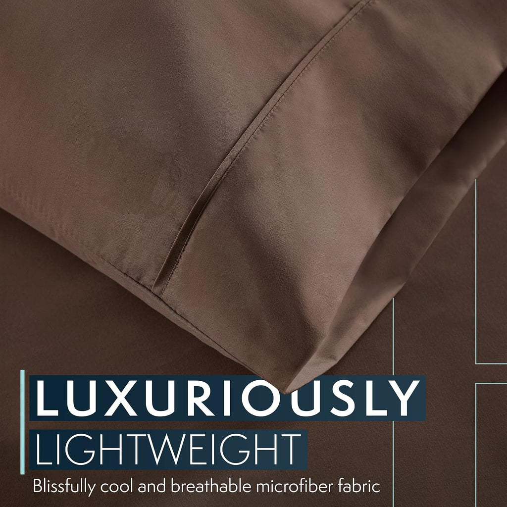 HCCollection HC Collection King Pillow Cases Set of 2- Microfiber, Extra Soft Pillowcases - easy maintenance & Machine Washable - Brown…