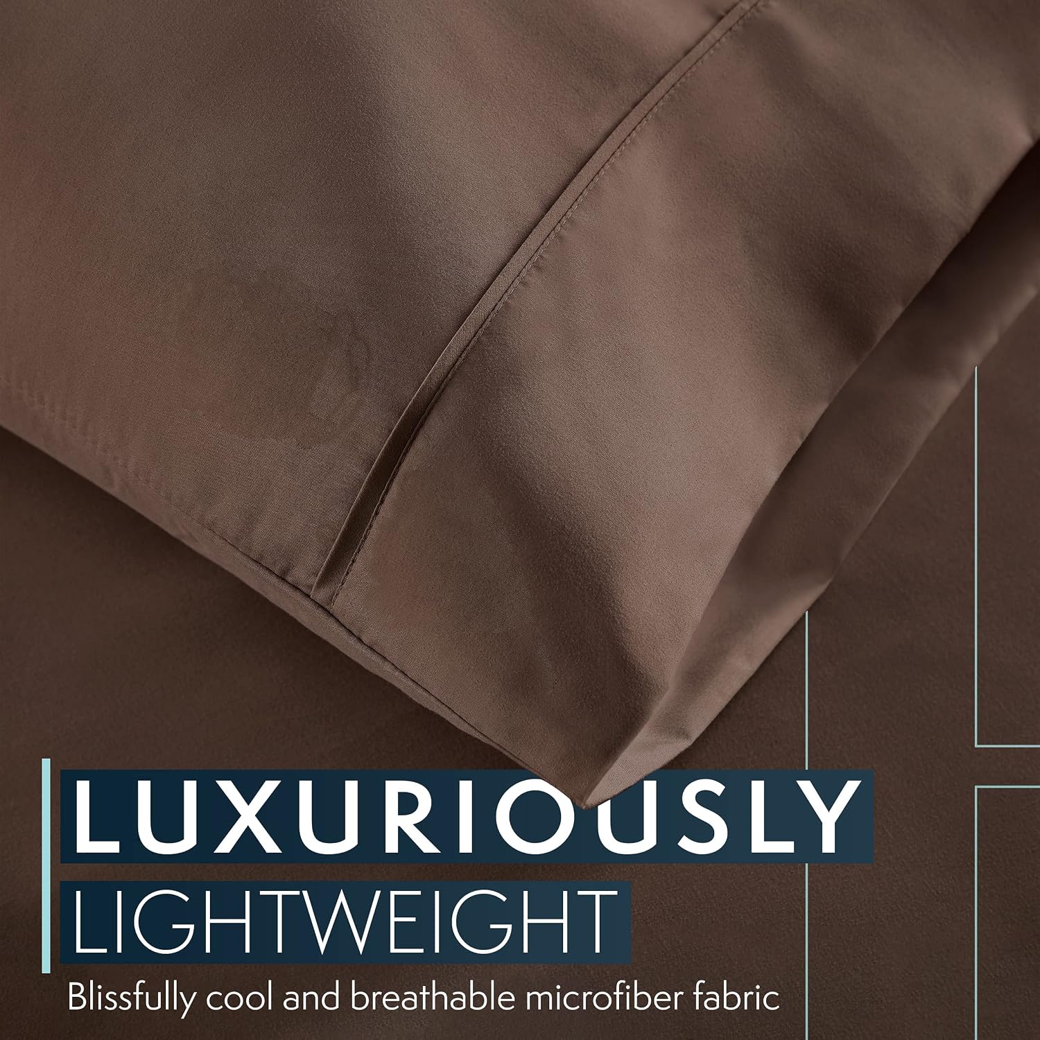 HCCollection HC Collection King Pillow Cases Set of 2- Microfiber, Extra Soft Pillowcases - easy maintenance & Machine Washable - Brown…