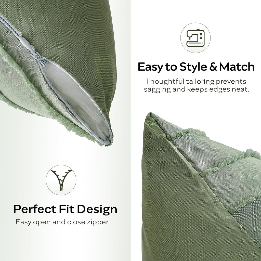 Jellymoni 2 Pack Light Green Pillowcases 18" x18", Soft Microfiber Striped Tufted Pillow Covers(Pillows are not Included) 2 Pack 18 inches…