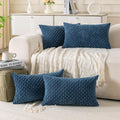 Cozoomy Set of 4 Blue Decorative Throw Pillow Covers 12x20 Inch Corduroy Pillow Covers for Bed Couch Sofa Living Room Soft Cushion Cases 20…