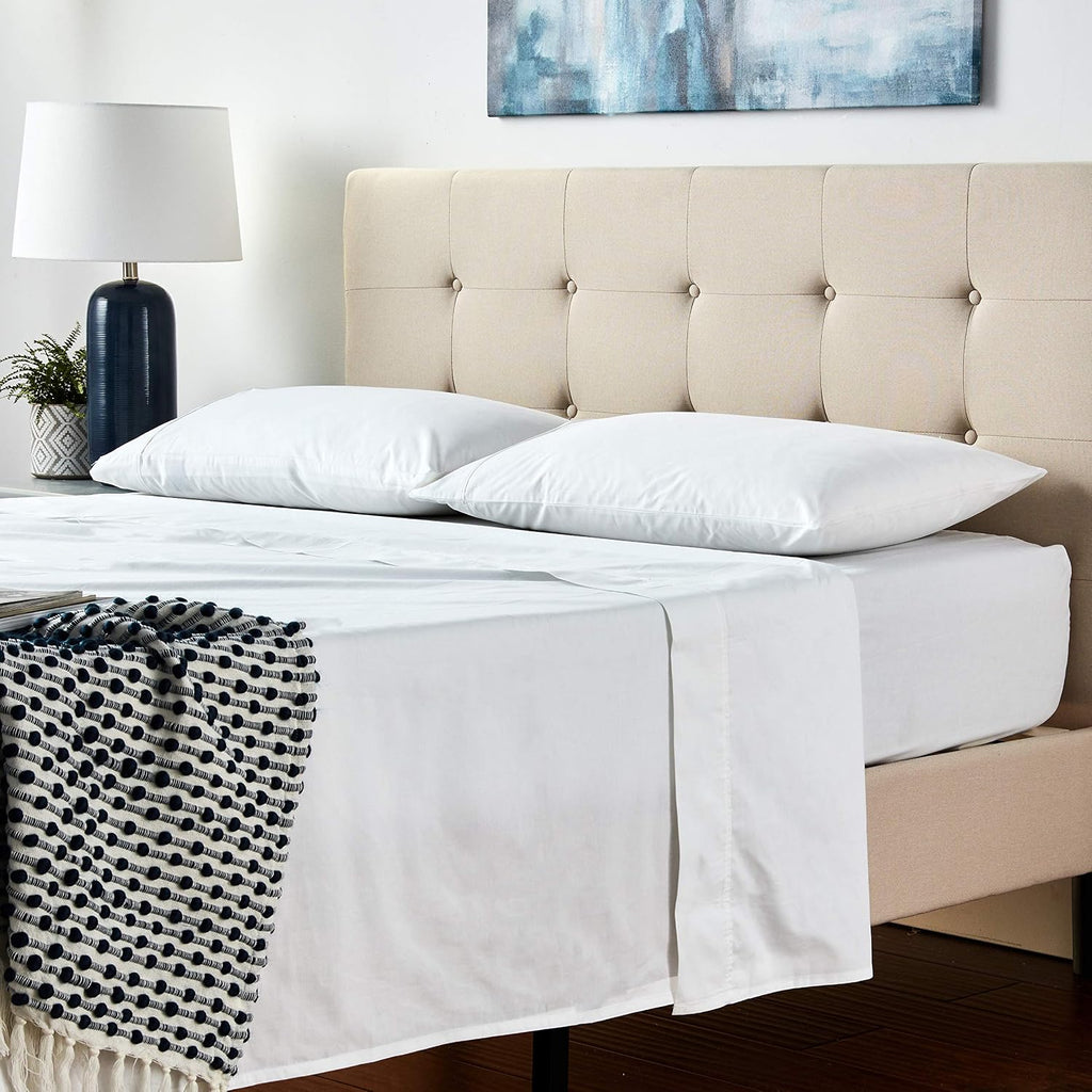 Nautica Queen Sheet Set, Cotton Percale Bedding Set, Crisp & Cool, Lightweight & Breathable (White, Queen) Cotton White