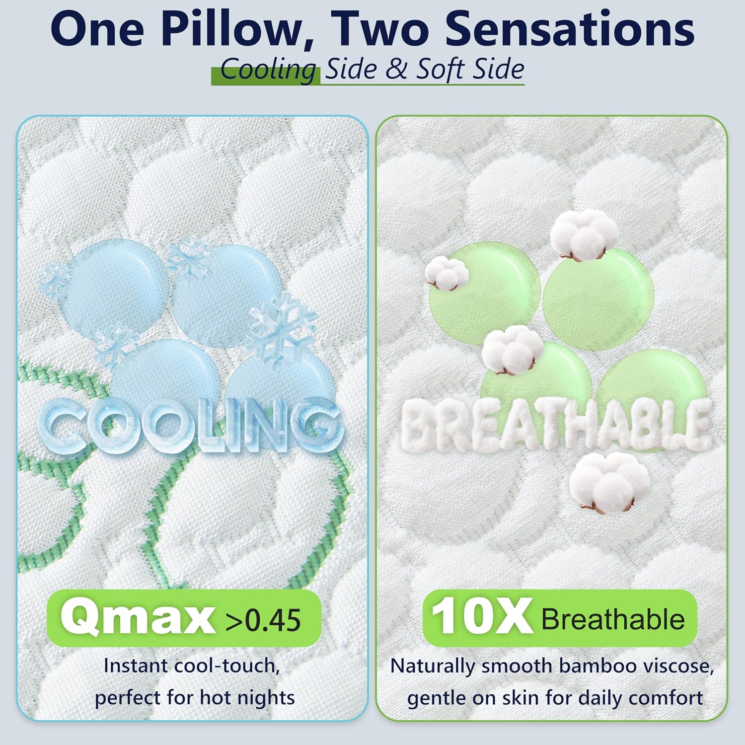 DGPEAR Cooling Pillows, Shredded Memory Foam Pillows Standard Size Set of 2 Adjustable Firm Bamboo Bed Pillows for Hot, Side, Back a…