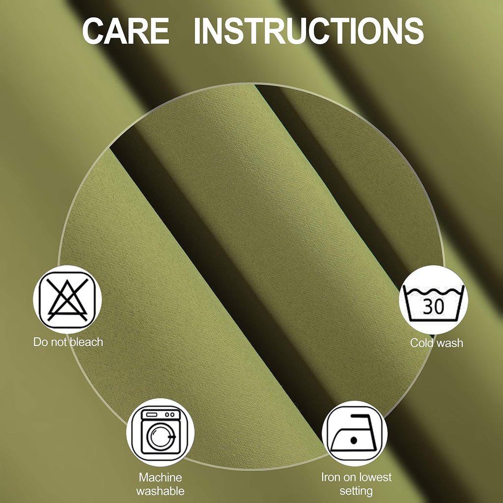 Lemomo Blackout Curtains 38 x 84 inch/Olive Green Curtains Set of 2 Panels/Thermal Insulated Room Darkening Bedroom Curtains 84 inch Green