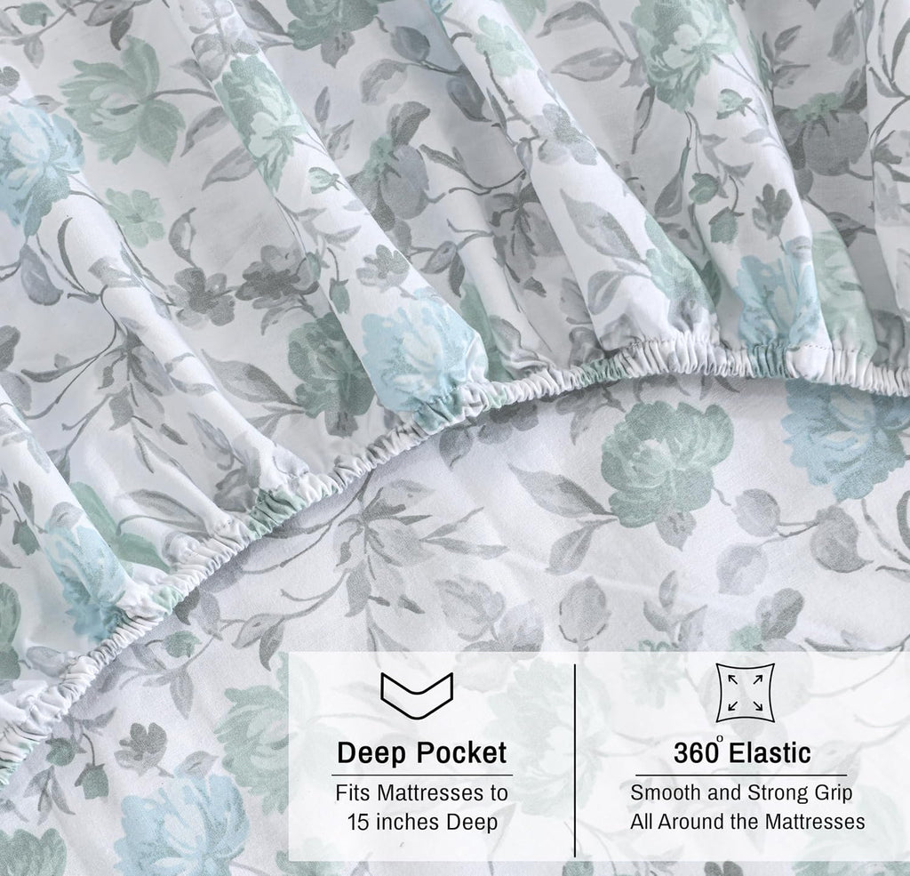 Ruvanti 100% Cotton Organic Percale Sheets Full Size – Crisp Cooling Bed Sheets for Hot Sleepers, Deep Pocket 15”, Soft Peach Finish, Breat…