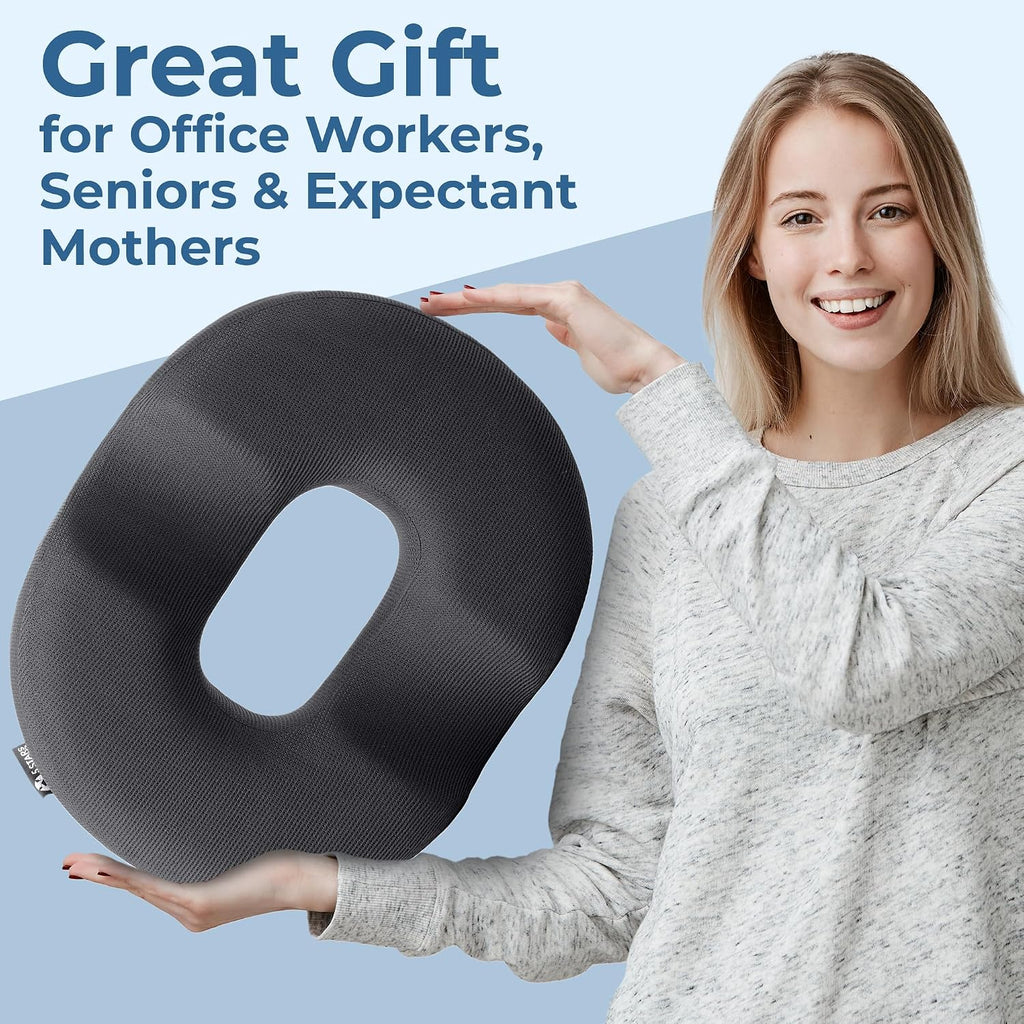5Starsunited 5 STARS UNITED Donut Pillow Hemorrhoid Tailbone Cushion – Large Floor Cushion for – Coccyx, Prostate, Sciatica, Pelvic Floor,…