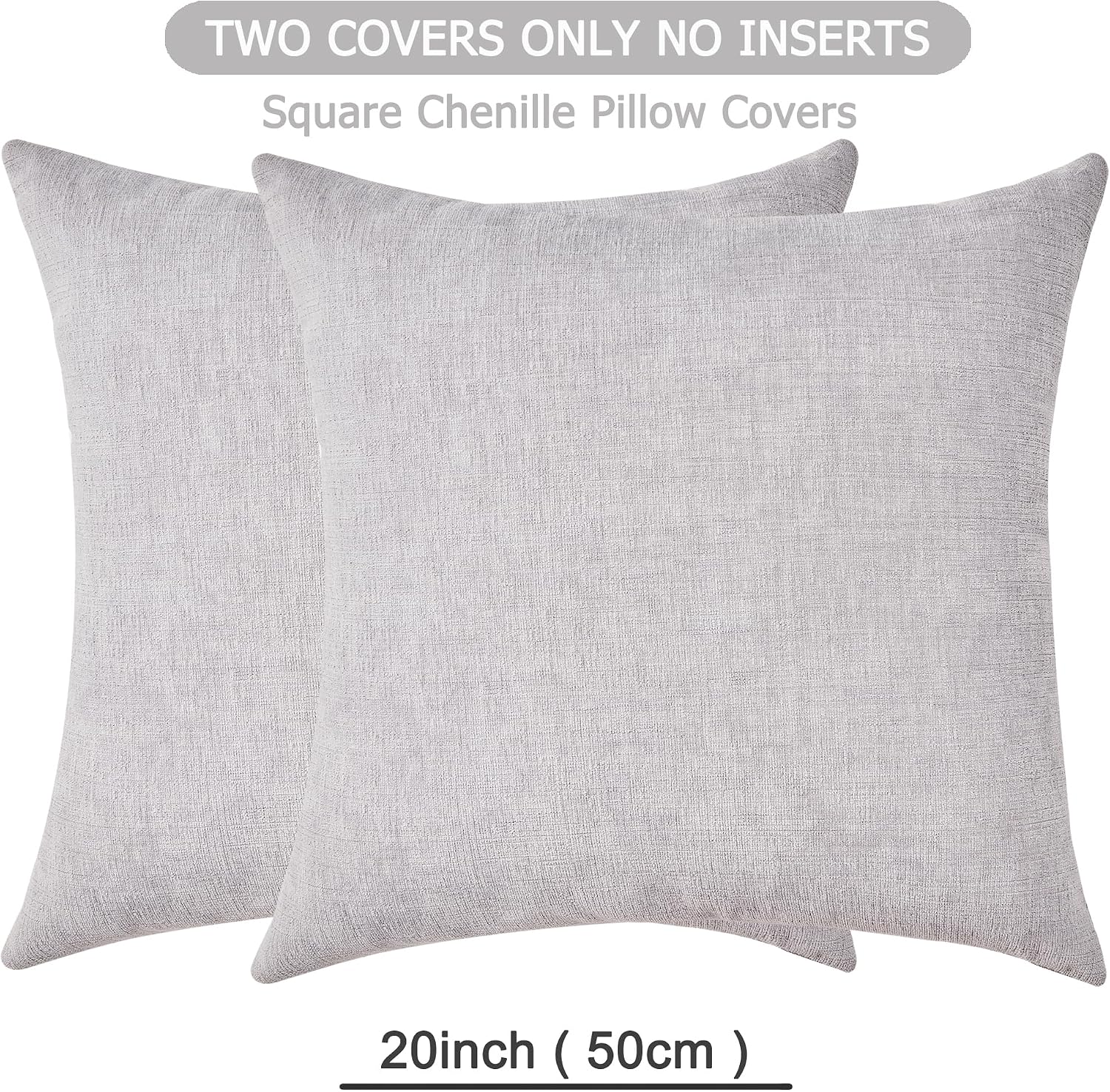 Gawamay Decorative Square Throw Pillow Covers 20"x20" Inch Set of 2, Super Soft Chenille Pillows Farmhouse Fall Pillowcase for Living Room…