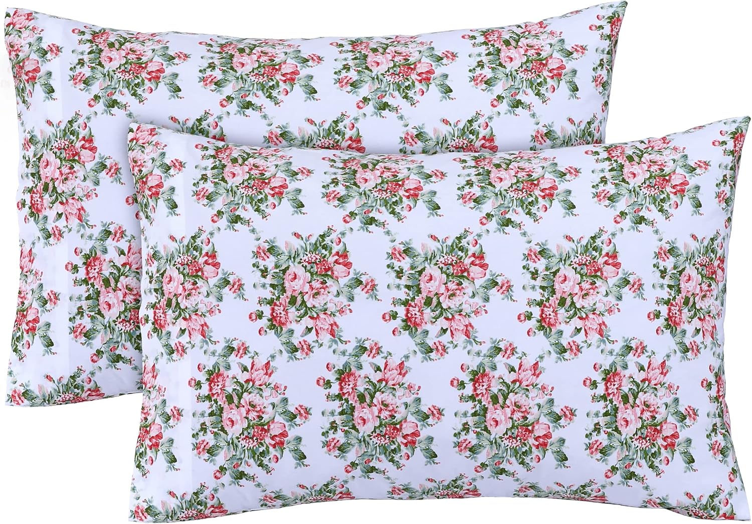 FEATHER & STITCH NEW YORK 100% Cotton 2 Piece Queen Pillow Cases, 300TC Ultra-Soft Pillowcases with Envelope Closure, Wrinkle- Fade…