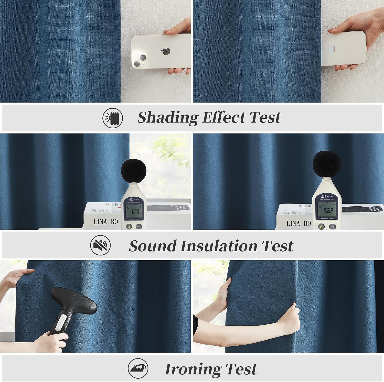 Keqiaosuocai Blackout Linen Curtain Panels, Totally Shaded Draperies 84 Inches Long for Dining Room, Soundproof Privacy Window Drapes for P…