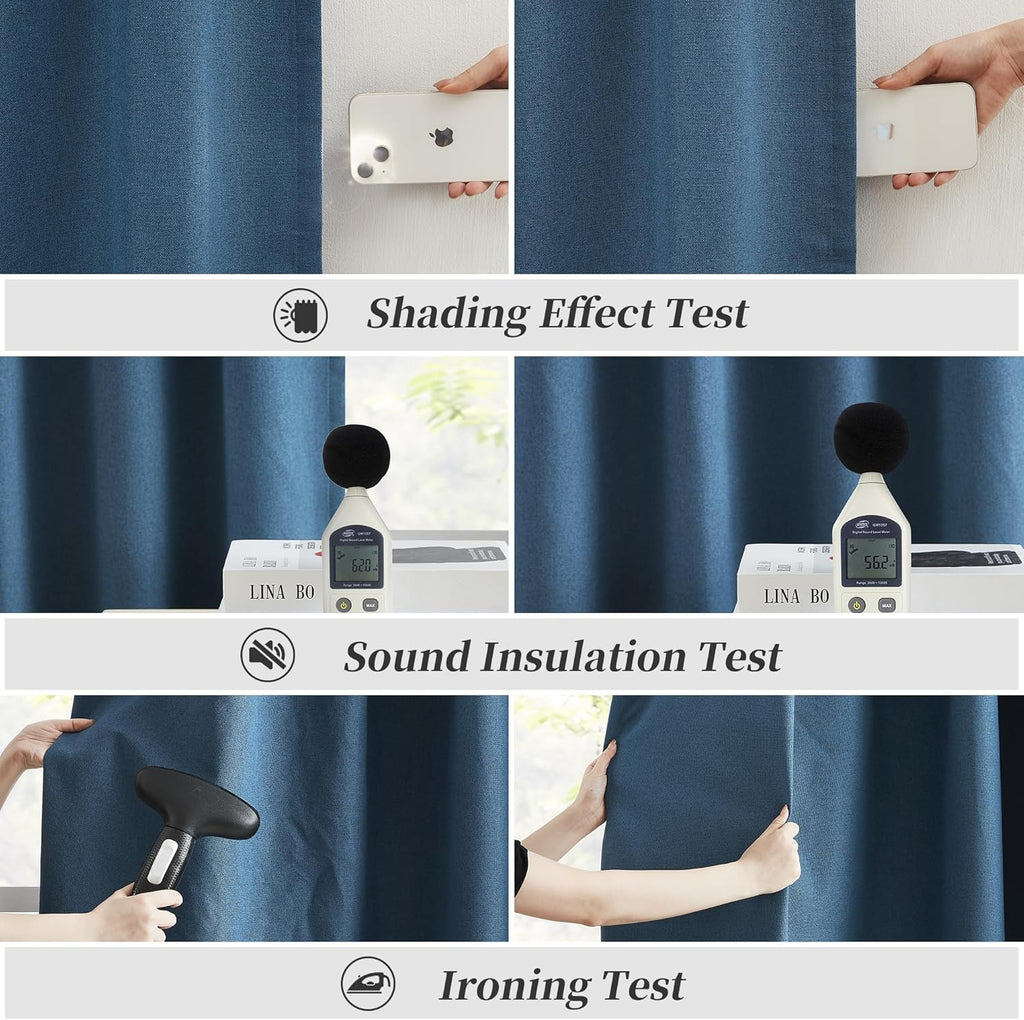 Keqiaosuocai Full Shading Curtains 90 Inches Long 2 Panels Set, Completely Blackout Noise Reducing Drapes for Living Room Bedroom Back Tab…