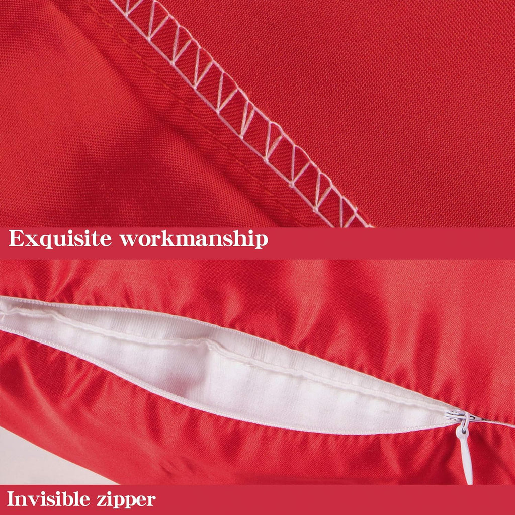 Ntbay Zippered Satin Pillow Cases for Hair and Skin, Luxury Standard Hidden Zipper Pillowcases Set of 2, 20x26 Inches, Red 26 Inches Red