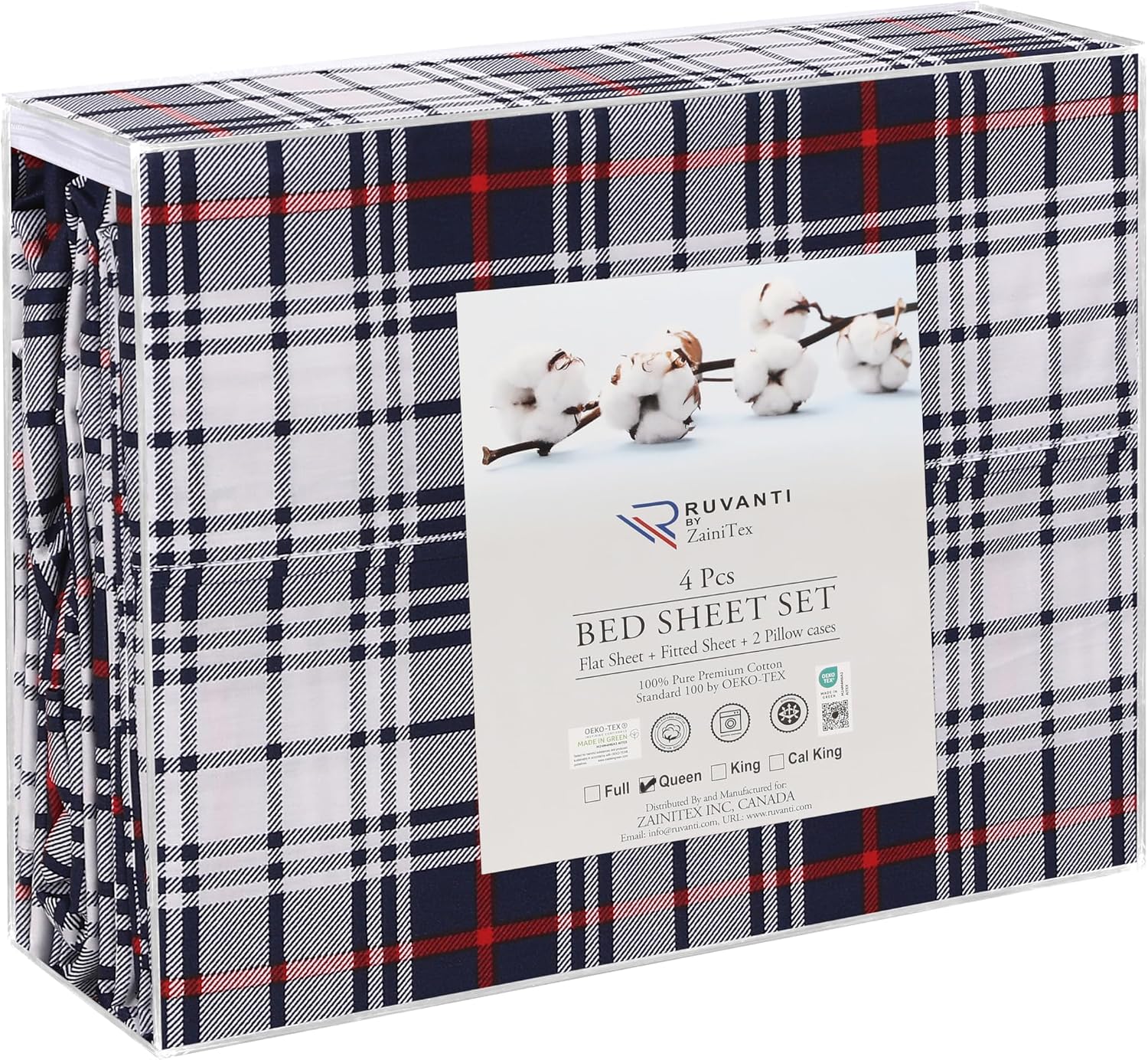 Ruvanti 100% Cotton Percale Sheets California King Size – Crisp Cooling Bed Sheets for Hot Sleepers, Deep Pocket 14”, Soft Breathable & Dur…