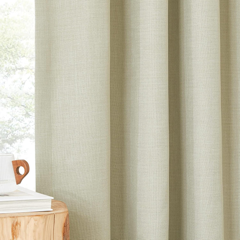 Nicetown Room Darkening Living Room Curtains 96 inches Long, Pinch Pleated Curtains Faux Linen Blend Light Blocking Noise Canceling Drapes…