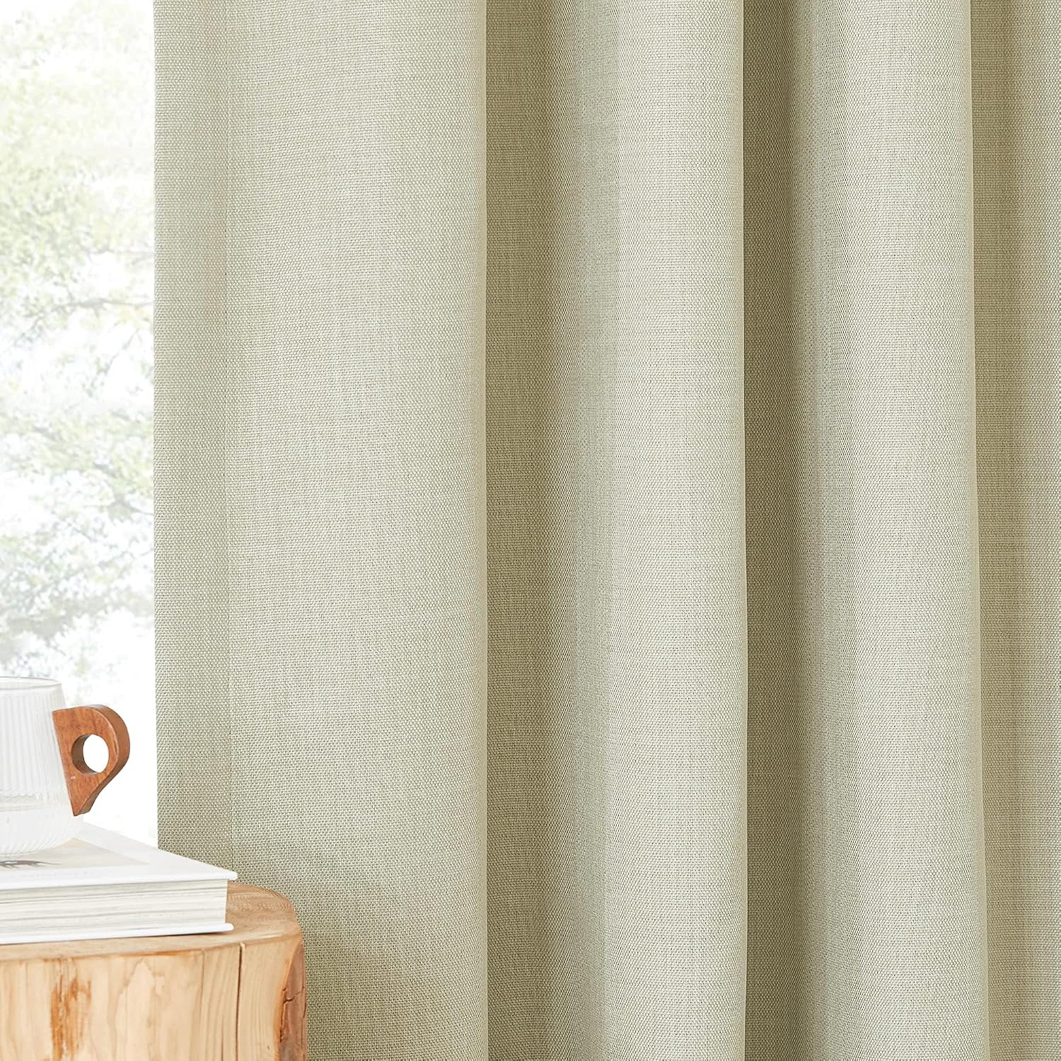 Nicetown Room Darkening Bedroom Curtains 84 inches Long, Pinch Pleated Curtains Faux Linen Blend Light Blocking Noise Canceling Thermal Dra…