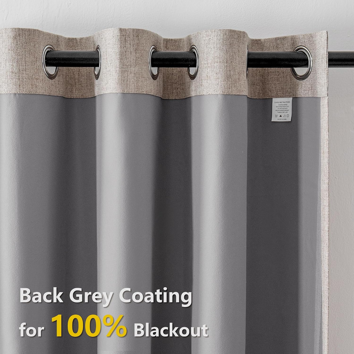 IGEMAEVE Linen Blackout Curtains 84 Inch Length 2 Panels Set,100% Black Out Curtains for Bedroom Living Room, Thermal Insulated Darkening…