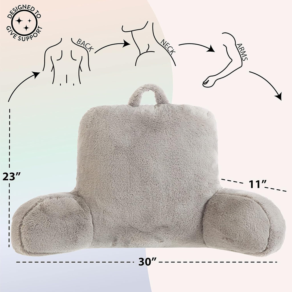 Urban Lifestyle Rabbit Faux Fur Backrest Pillow, Grey