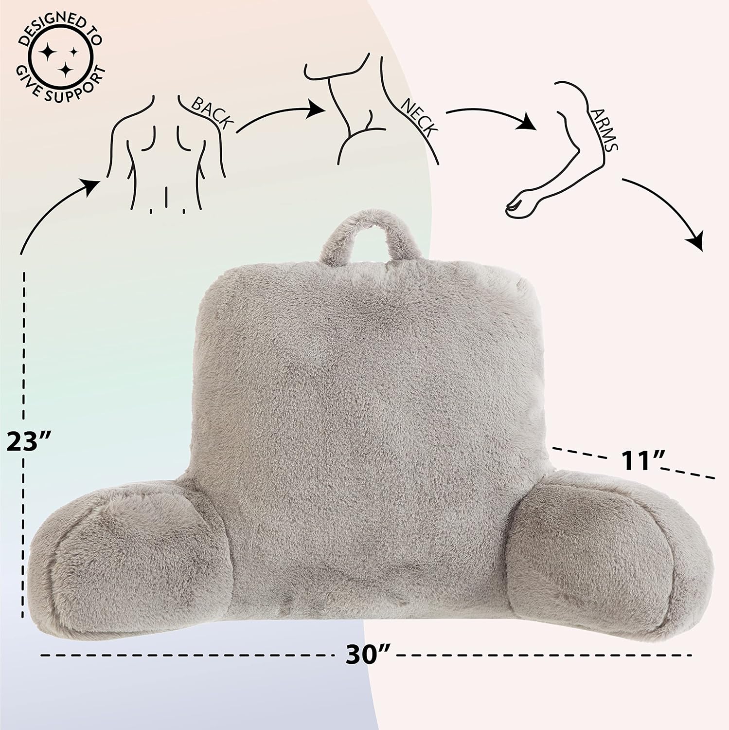 Urban Lifestyle Rabbit Faux Fur Backrest Pillow, Grey