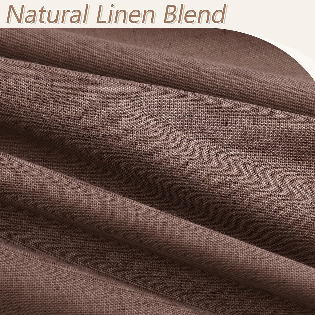 Guken Cappuccino 100% Blackout Linen Curtains 84 Inch Length 2 Panels Set for Living Room Bedroom Back Tab/Rod Pocket Thermal Insulated Far…