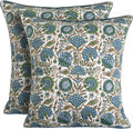 Ridhi Block Print Asparagus Green Pillow Cover 16" x 16" (Pack of 2) Decorative Couch Pillows for Living Room, Farmhouse Chic Boho Cute Out…