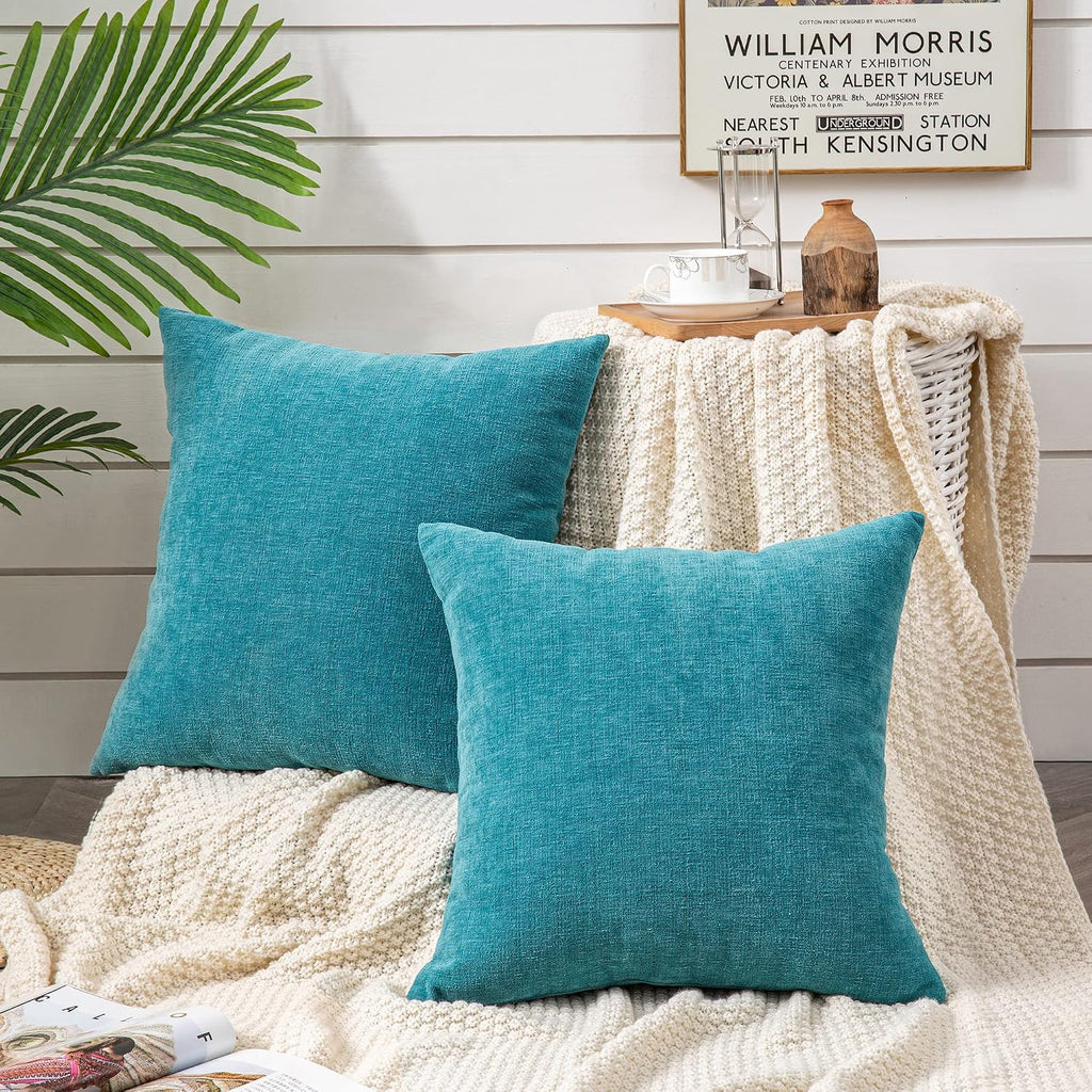 Gawamay Decorative Square Throw Pillow Covers Set of 2 for Sofa, Super Soft Chenille Farmhouse Pillowcases for Living Room Bedroom Home Dec…