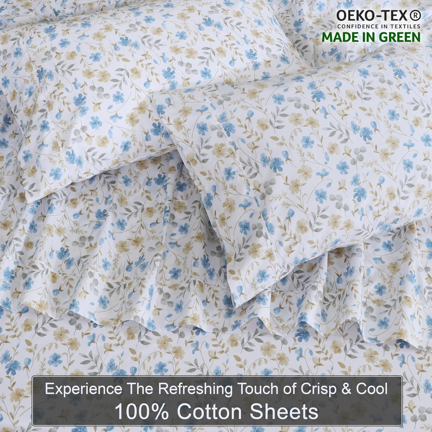 Zoyer 100% Cotton Sheets – Twin Size Percale Bedding, Cooling & Breathable, Durable with a Crisp, Soft & Comfortable Feel, 16" Deep Pocket,…