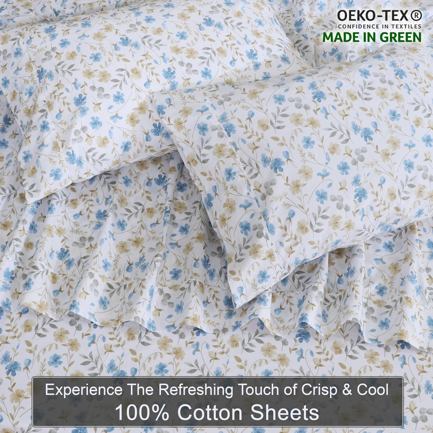 Zoyer 100% Cotton Sheets – Split King Size Percale Bedding, Cooling & Breathable, Durable with a Crisp, Soft & Comfortable Feel, 16" Deep P…