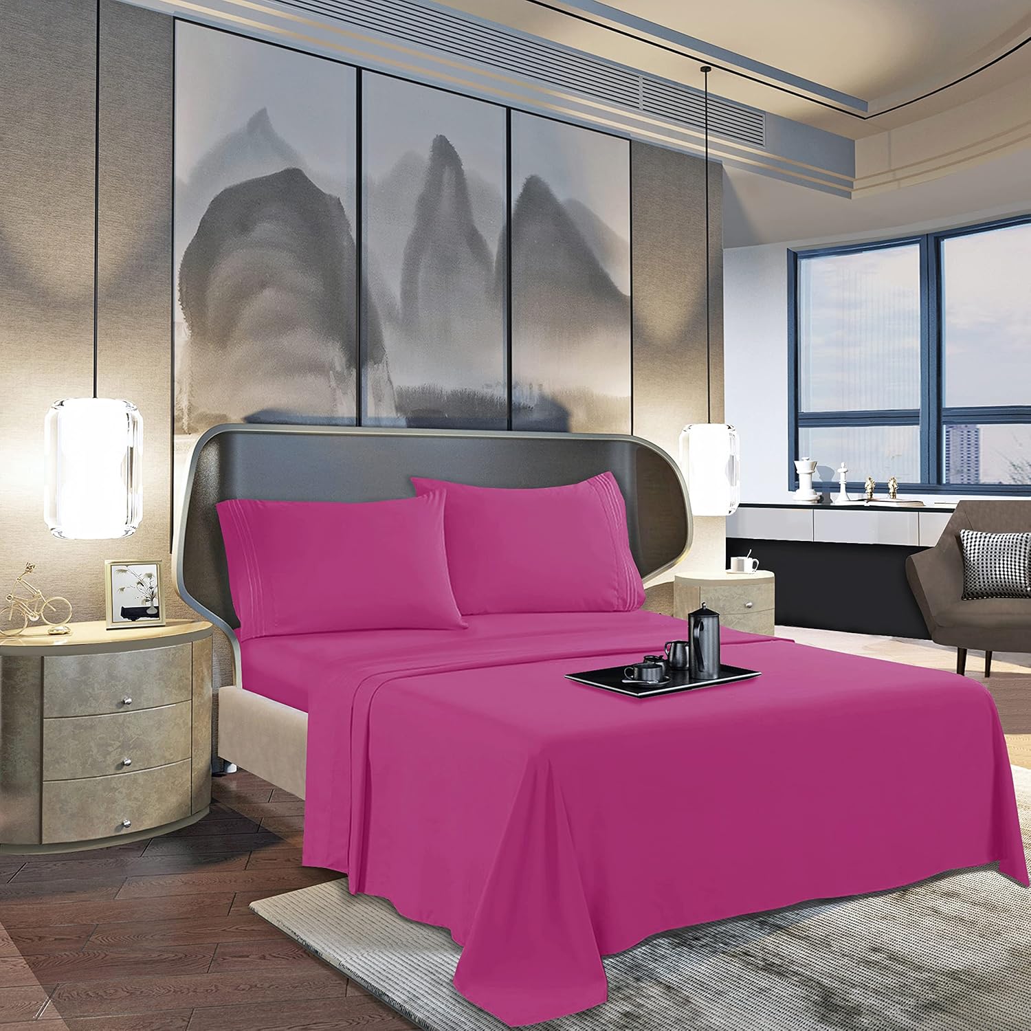 MocassiLuxuryBedding Mocassi Cali King Sheet Set - Luxury Hotel 1800 Premier Bedding Sheets & Pillowcases - Ultra Soft Breathable & Cooling…