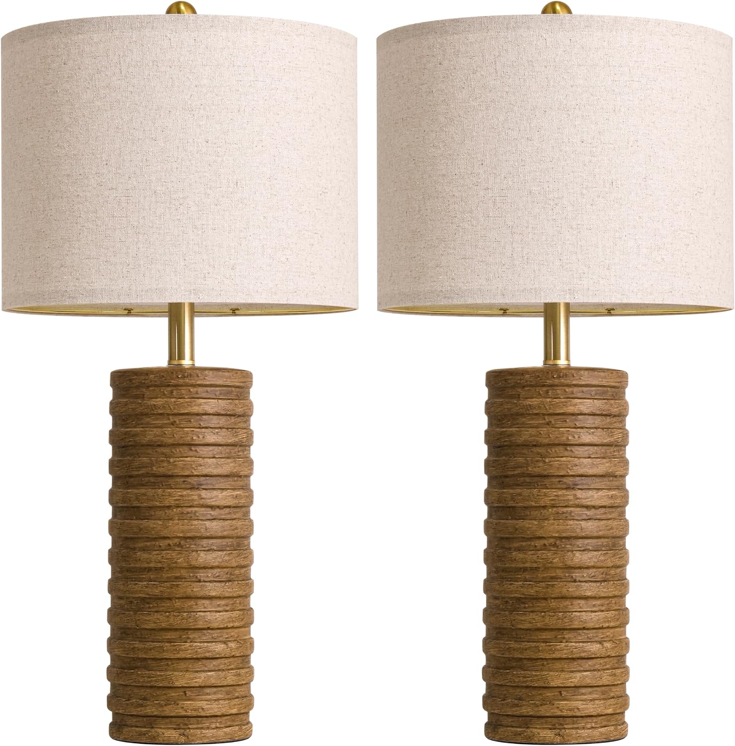PoKat Farmhouse Table Lamps Set of 2 for Living Room, 27'' Tall Retro Ceramic Bedside Lamps with Linen Lampshade for Bedroom, Vintage…