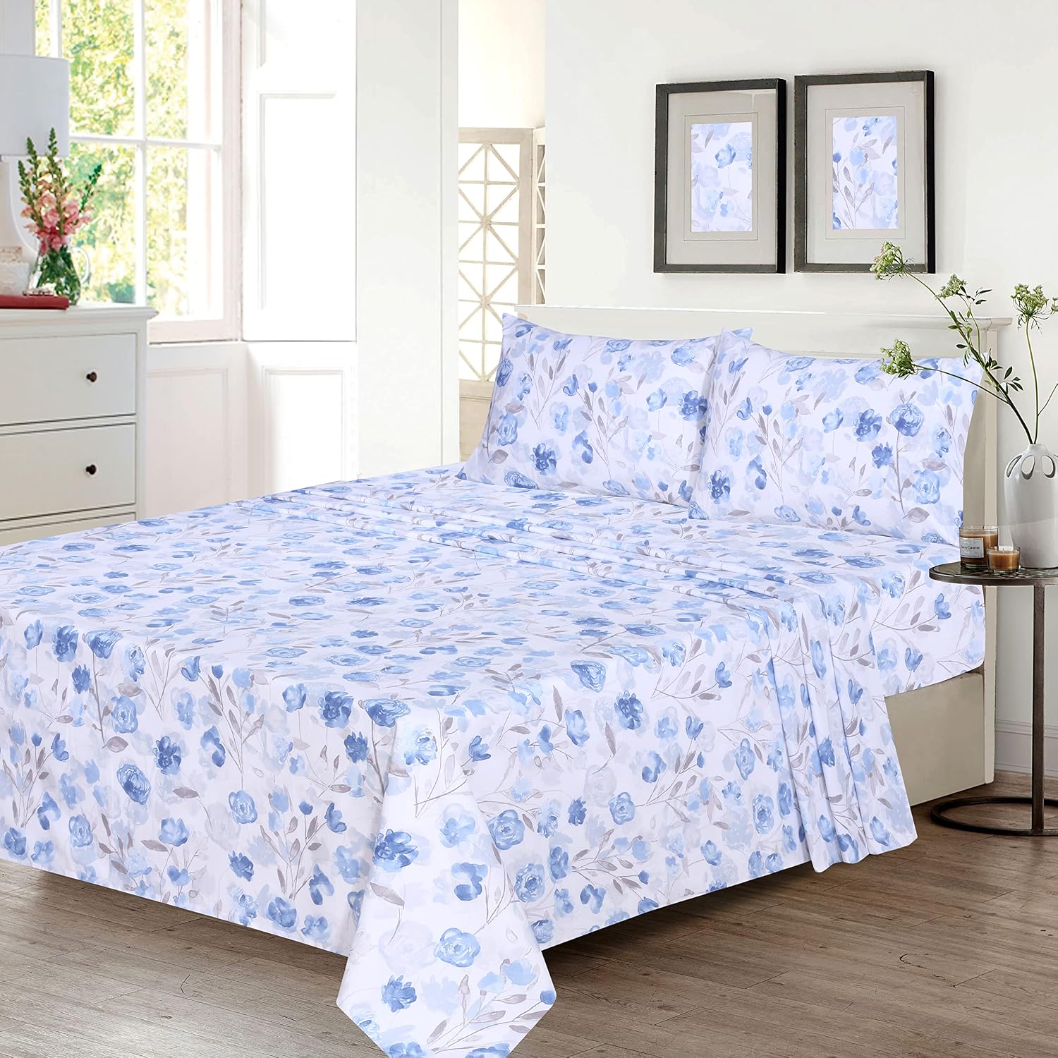 Ruvanti 100% Cotton Percale Sheets King Size – Crisp Cooling Bed Sheets for Hot Sleepers, Deep Pocket 16”, Soft Breathable & Durable Hotel-…