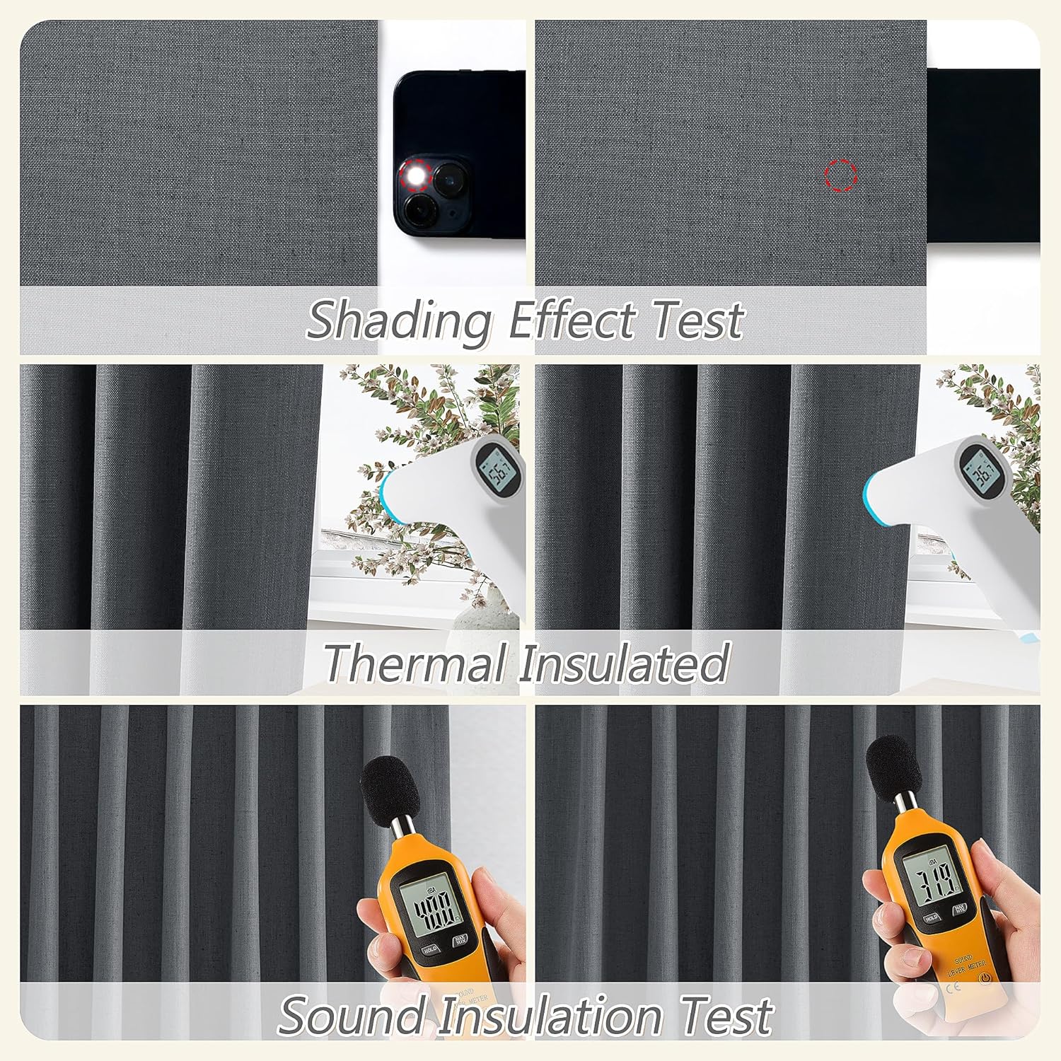 Guken 100% Blackout Curtains 102 Inch Length 2 Panels Set for Living Room Bedroom Back Tab Thermal Insulated Black Out Linen Drapes Room Da…