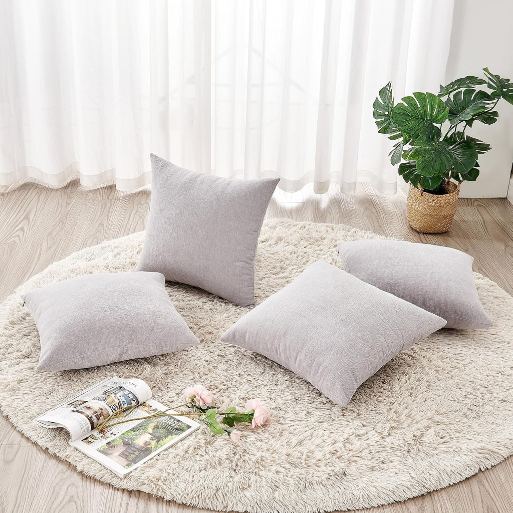 Gawamay Decorative Square Throw Pillow Covers 18"x18" Inch Set of 4, Super Soft Chenille Pillows Farmhouse Fall Pillowcase for Living Room…