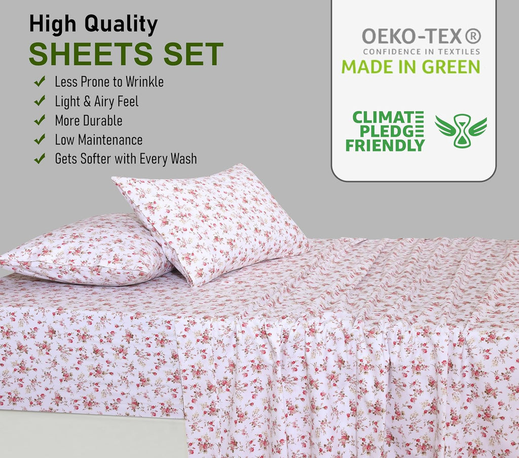 Ruvanti 100% Cotton Percale Sheets California King Size – Crisp Cooling Bed Sheets for Hot Sleepers, Deep Pocket 14”, Soft Breathable & Dur…