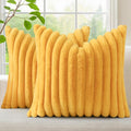 decorUhome Summer Cozy Faux Fur Throw Pillow Covers 18x18 Set of 2 Decorative Soft Plush Striped Modern Farmhouse Boho Couch Pillow Cases w…