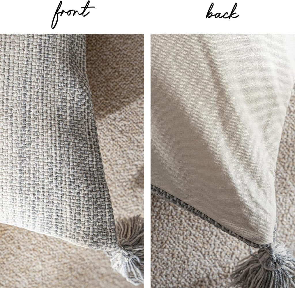 BlissBlush Gray Decorative Throw Pillow Cover 20X20, Boho Accent Pillow for Couch, Square Modern Farmhouse Pillowcase for Living Room…