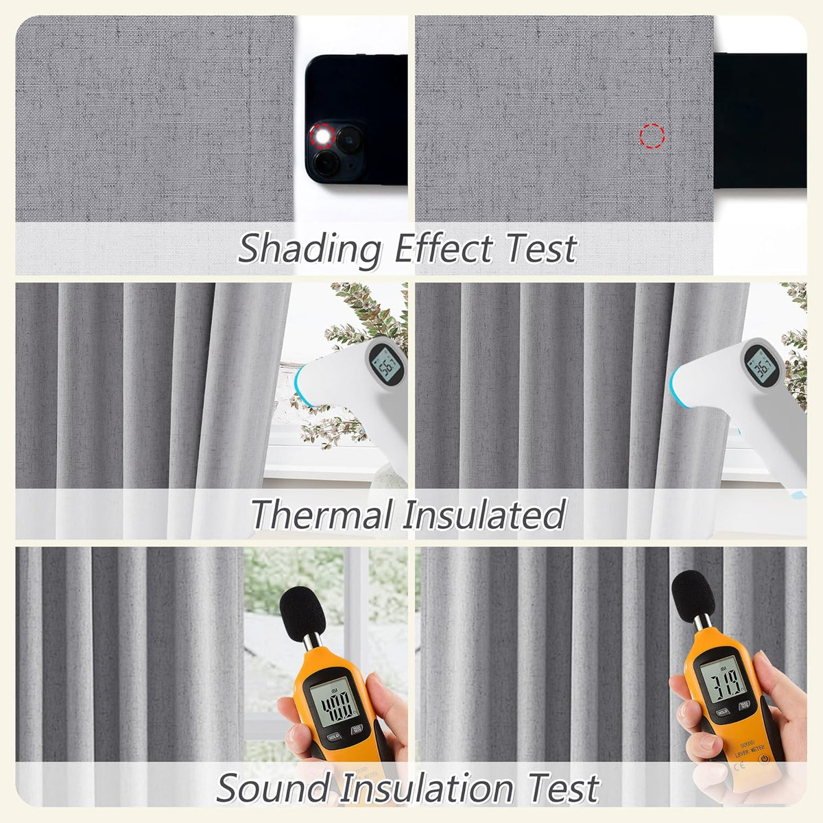 Guken Grey 100% Blackout Curtains 108 Inch Length 2 Panels Set for Living Room Bedroom Back Tab Thermal Insulated Black Out Linen Drapes Ro…