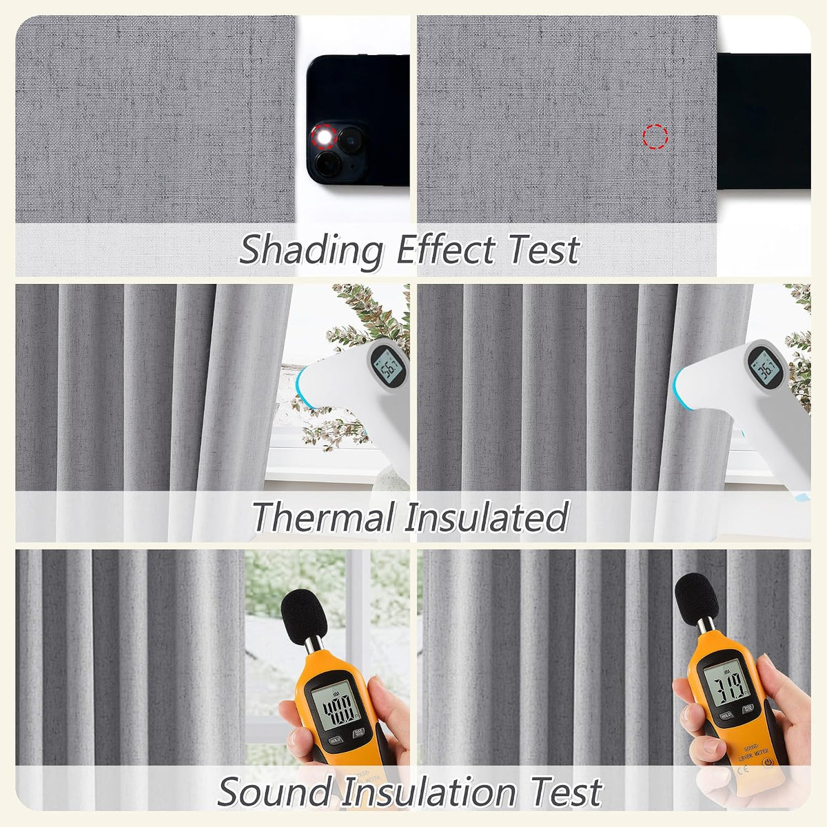 Guken Grey 100% Blackout Curtains 84 Inch Length 2 Panels Set for Living Room Bedroom Back Tab Thermal Insulated Black Out Linen Drapes Roo…