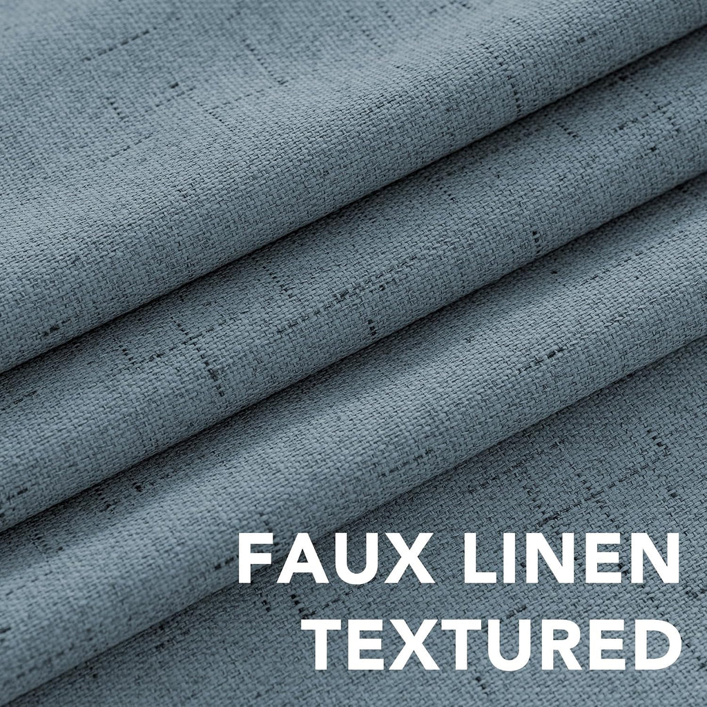 H.VERSAILTEX Linen Blackout Curtains 63 Inches Long 100% Blackout Thermal Insulated Textured Linen Look Curtain Draperies Anti-Rust…