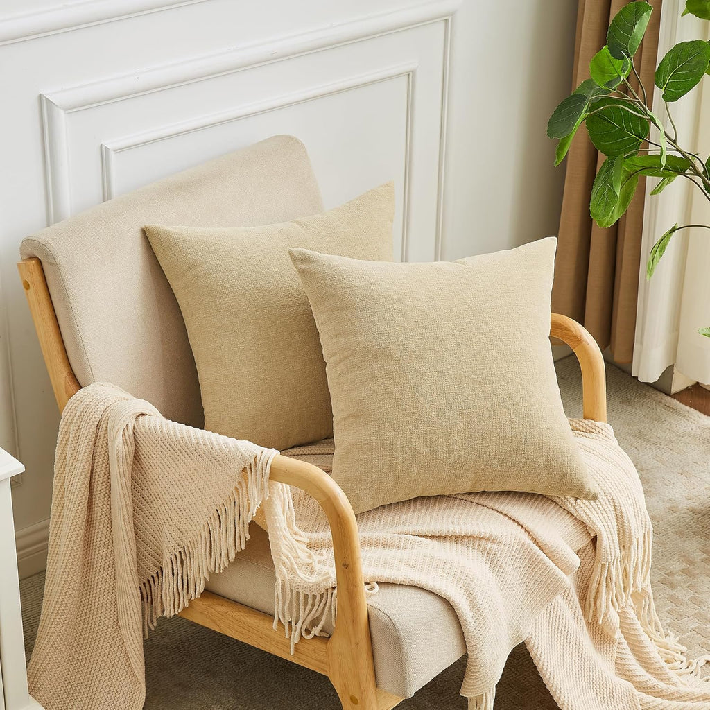 Gawamay Decorative Square 16x16 Inch Throw Pillow Covers Set of 2, Super Soft Chenille Pillows Farmhouse Fall Pillowcase for Living Room Be…