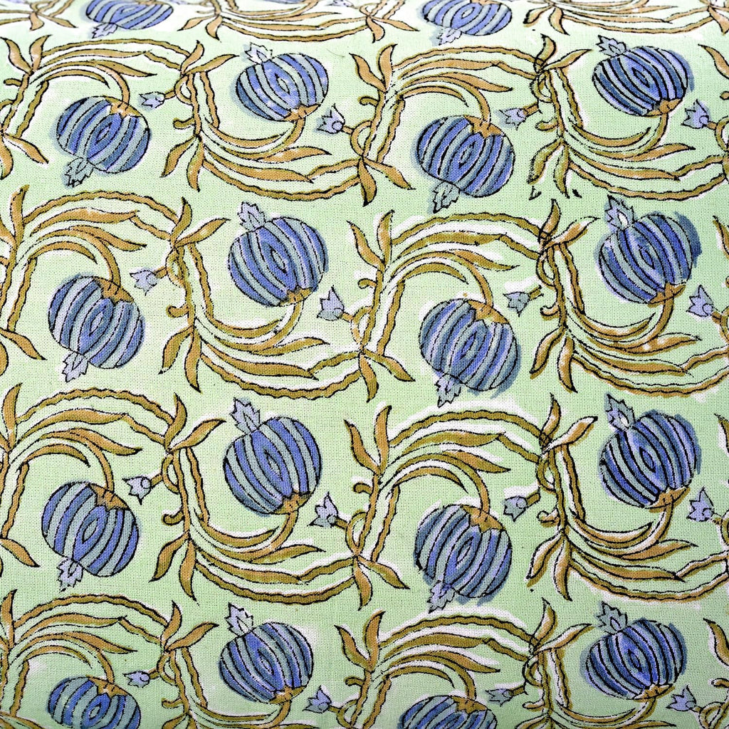 Ridhi Block Print Apple Green Floral 36"x14" Set 1-100% Cotton Ruffle Lumbar Sham Cover Boho Floral Pillowcase, Farmhouse Cottagecore…