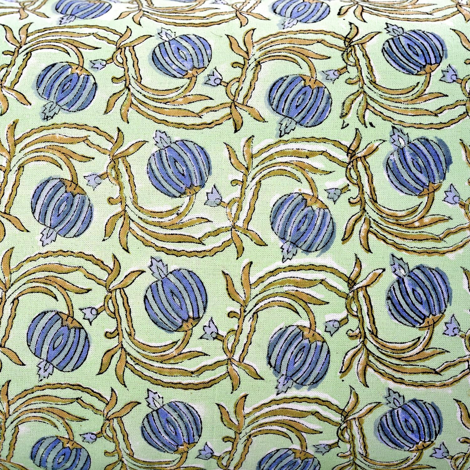 Ridhi Block Print Apple Green Floral 36"x14" Set 1-100% Cotton Ruffle Lumbar Sham Cover Boho Floral Pillowcase, Farmhouse Cottagecore…