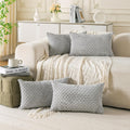 Cozoomy Set of 4 Grey Decorative Throw Pillow Covers 12x20 Inch Corduroy Pillow Covers for Bed Couch Sofa Living Room Soft Cushion Cases 20…