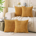 Cozoomy Set of 4 Mustard Yellow Decorative Throw Pillow Covers 24x24 Inch Corduroy Pillow Covers for Bed Couch Sofa Living Room Soft Square…